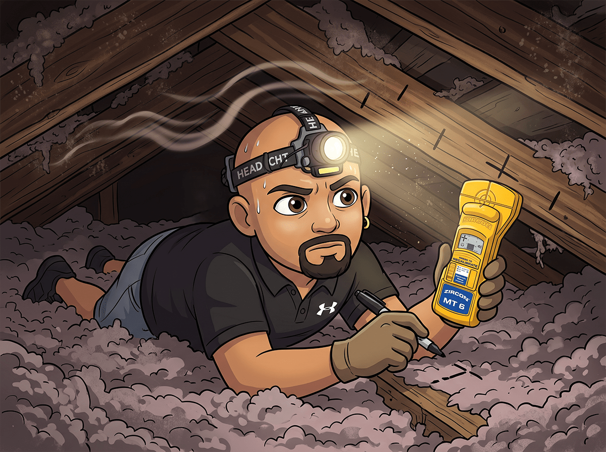 Licensed wind mitigation inspector serving Cape Coral, FL in an attic